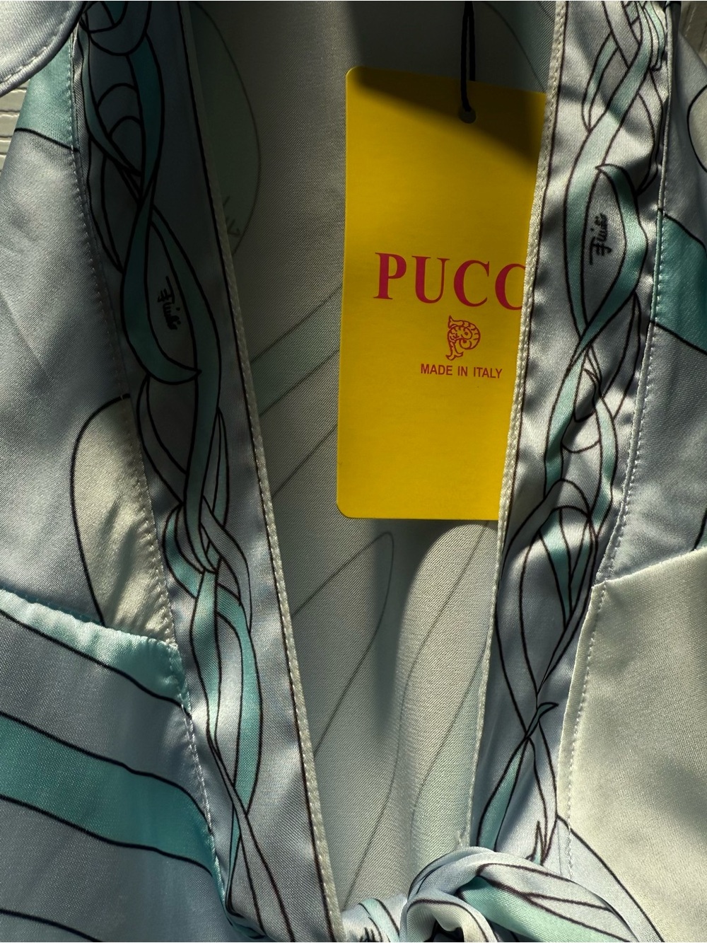 Pucci Light Blue and White Silk Scarf Top - Picture 6 of 10